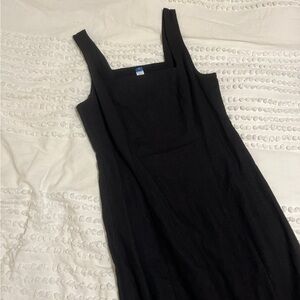 Black Midi Square Neck Dress